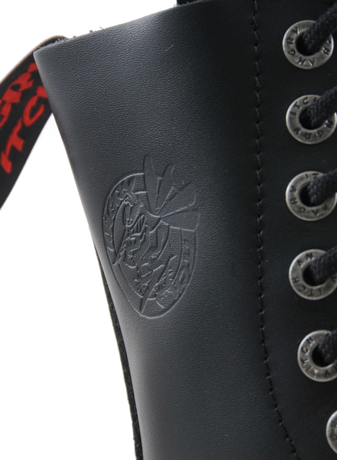 Angry Itch 10 Eye Steel Toe Boots Leather Black