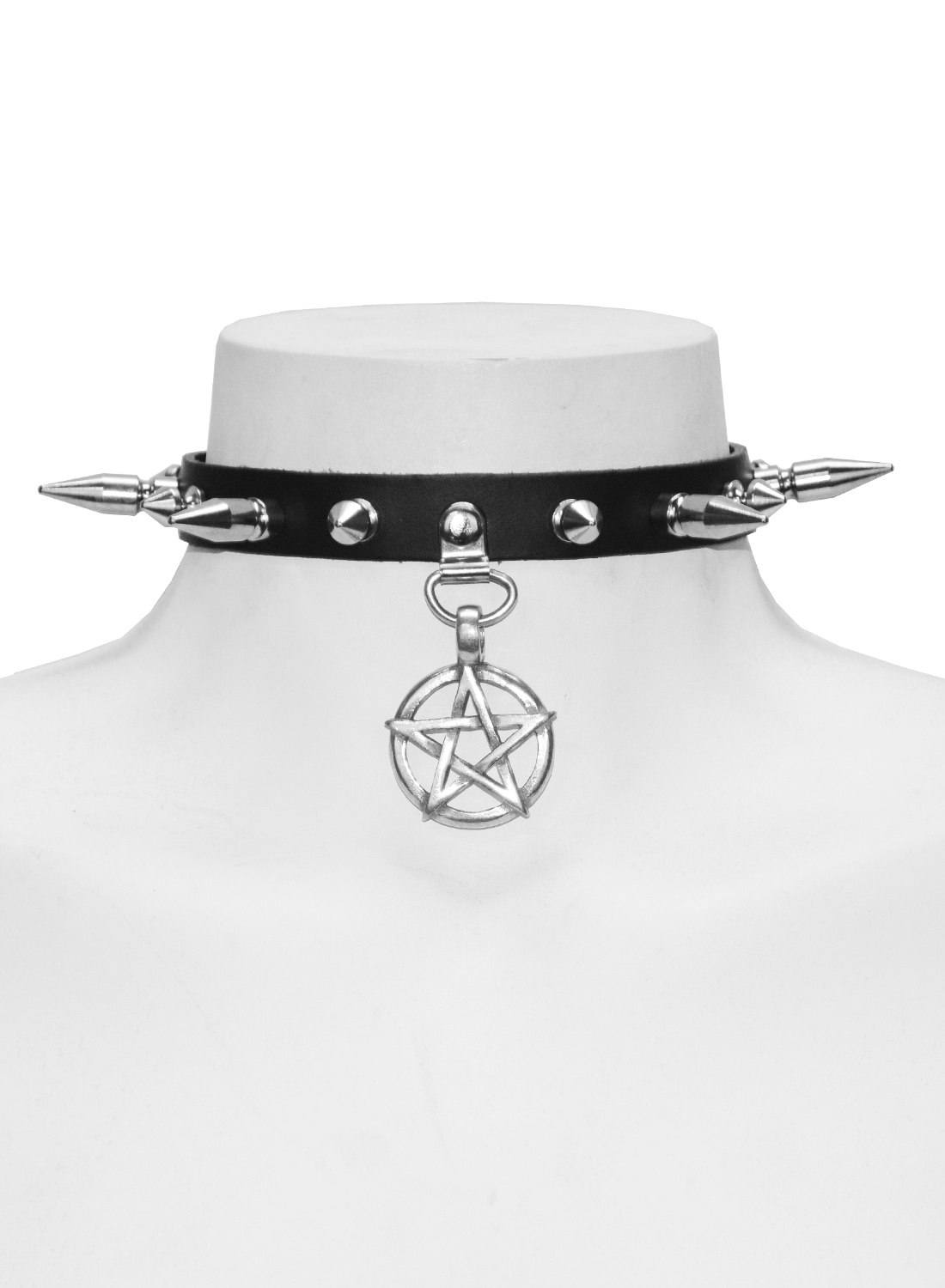 Lilith Pentagram Spike Leather Choker