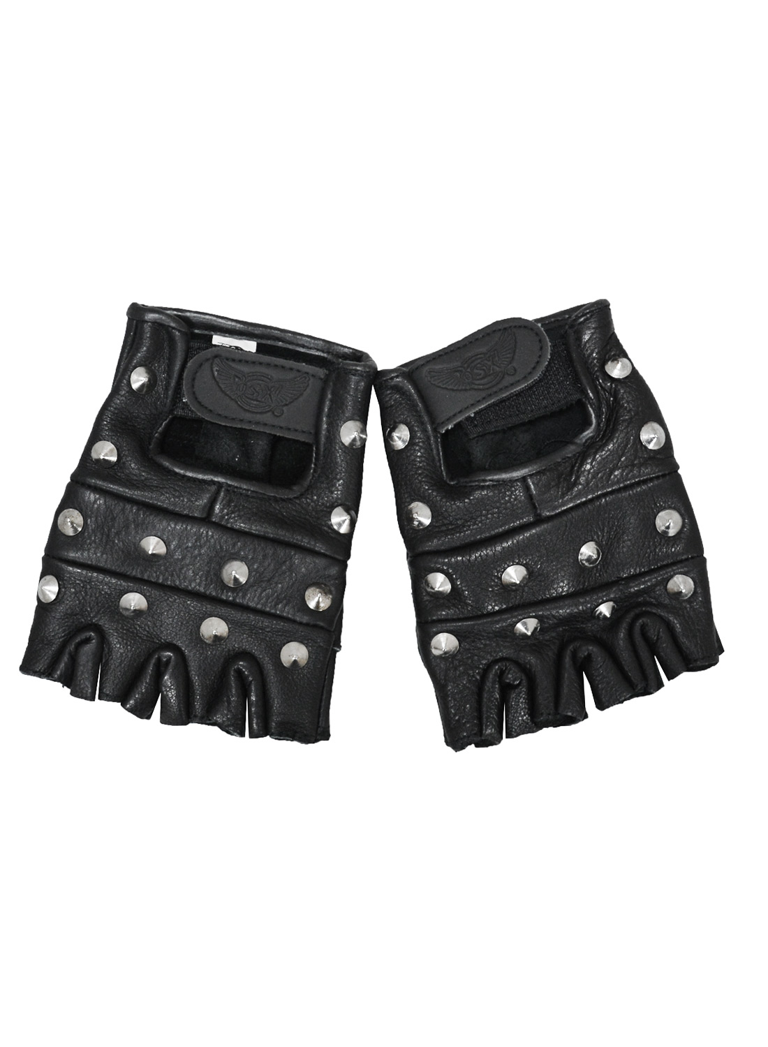 Studded Leather Biker Gloves Black - Bild 2