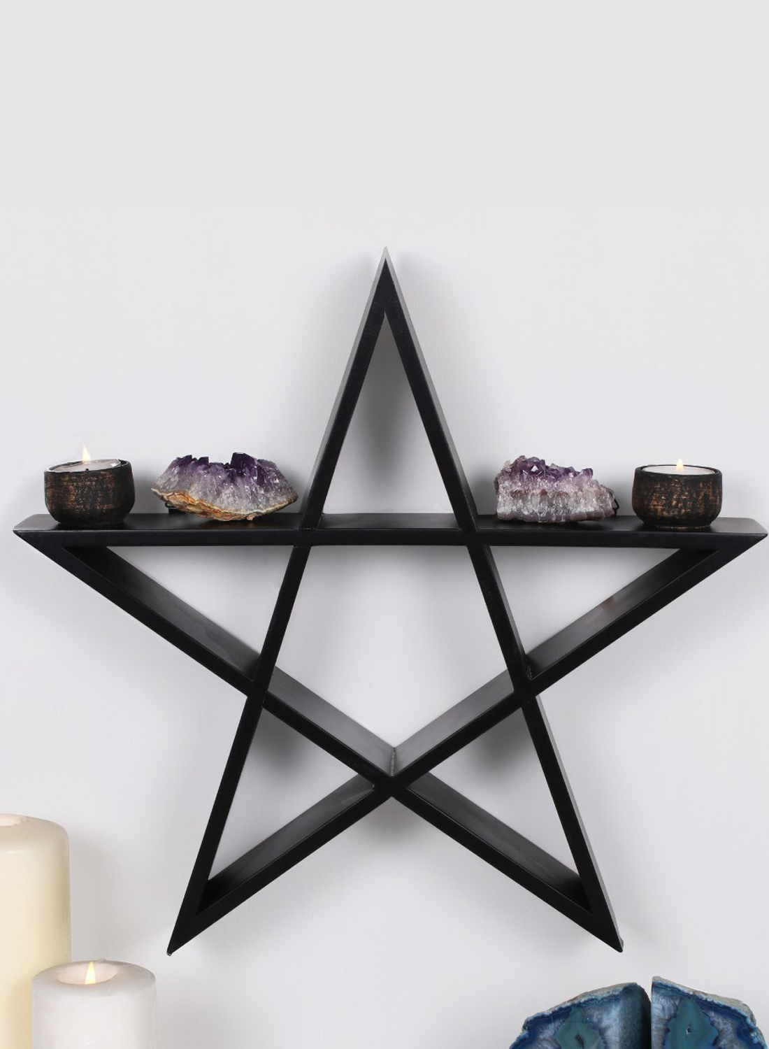 Black pentagram shelf. 