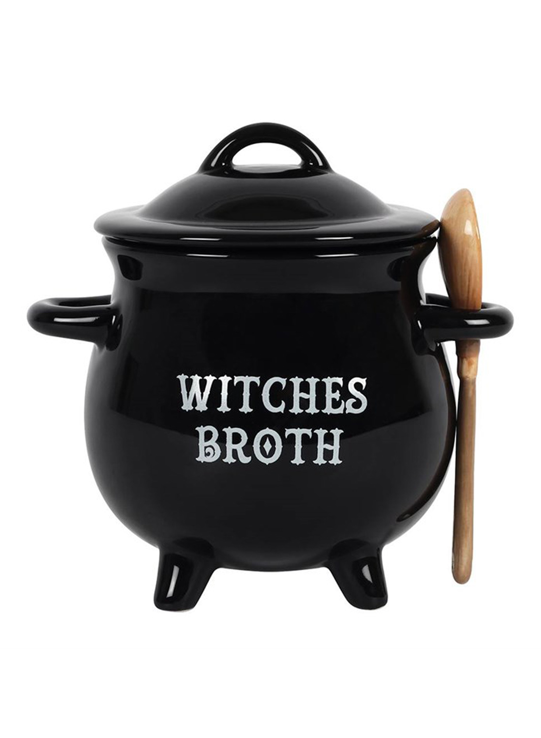 Witches Broth Cauldron Soup Bowl With Broom Spoon