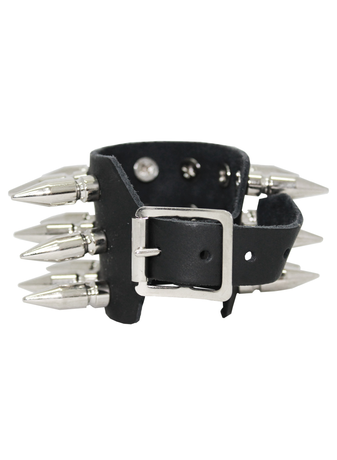 3-Row Long Spike Wristband Black