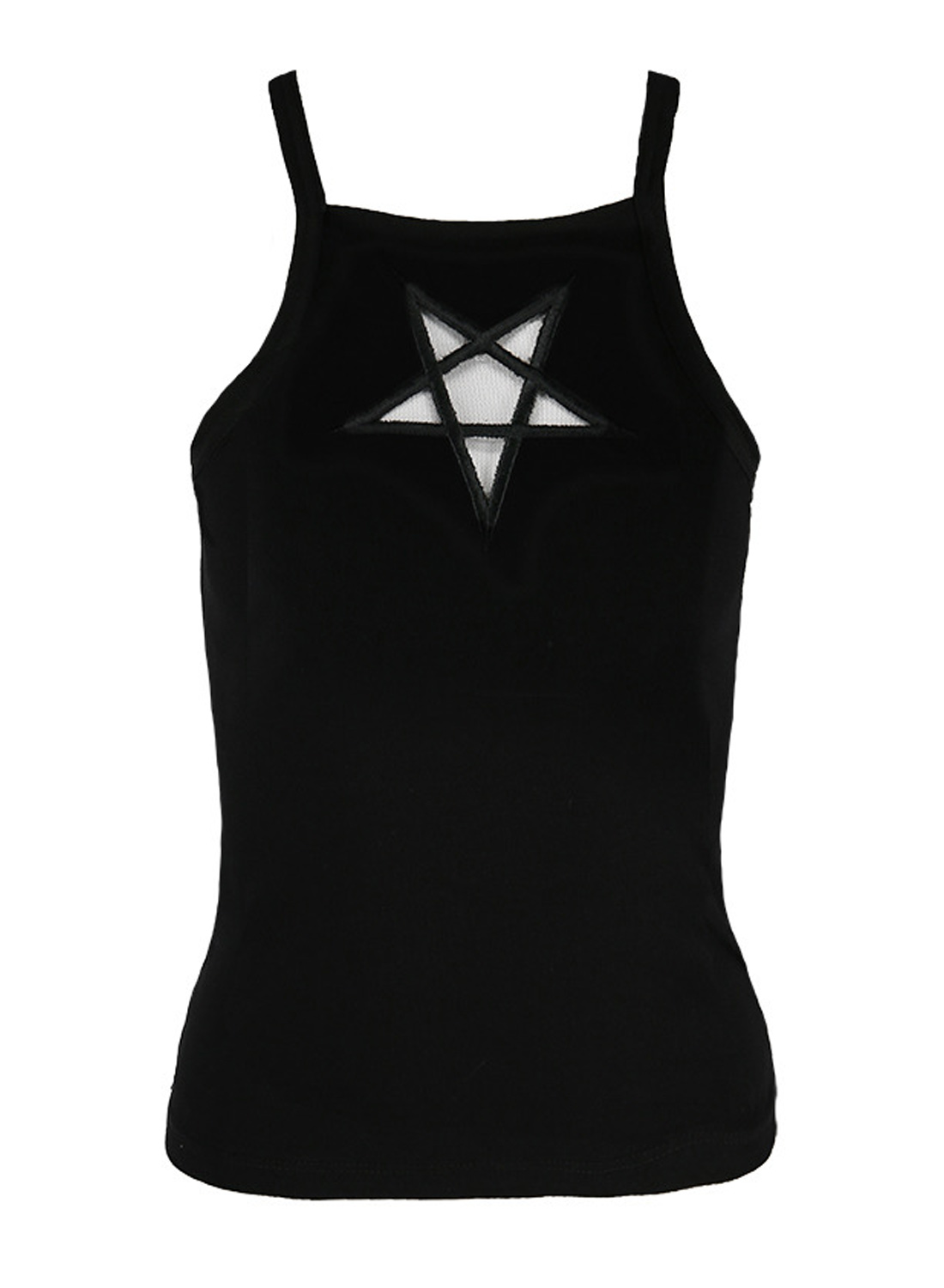 Top Mesh Pentagram Black
