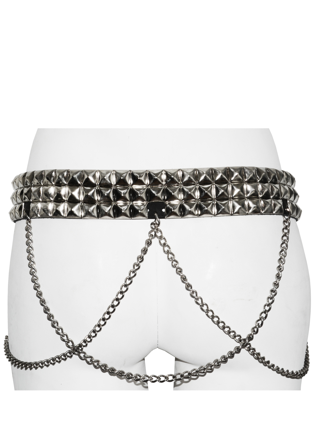 3 Row Pyramid Studbelt+Chain