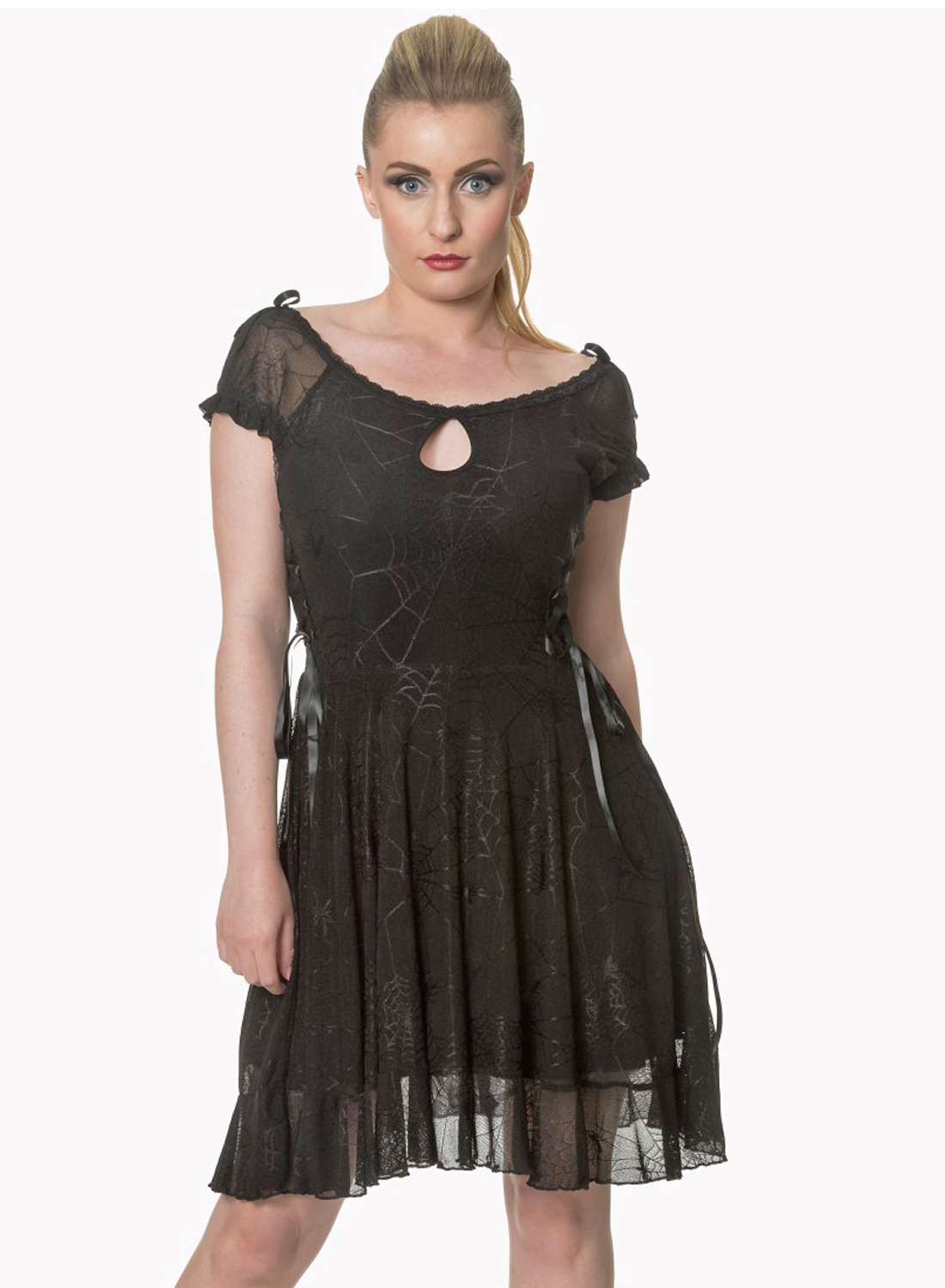 Pitch Spider Web Gothic Dress