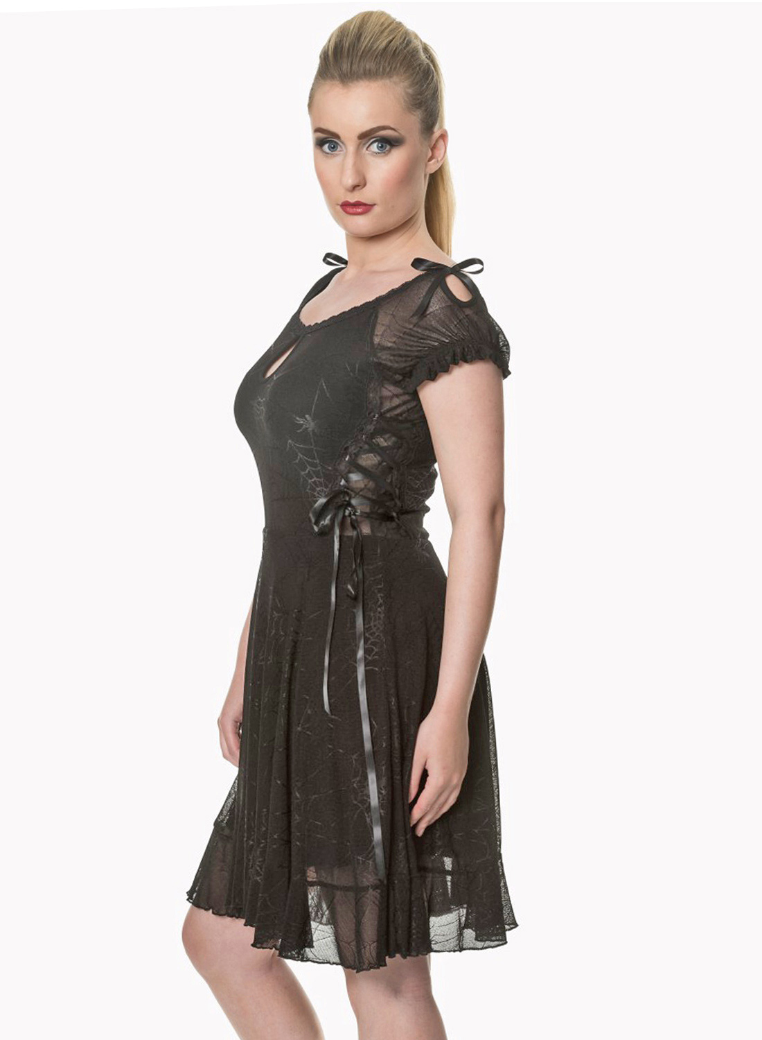 Pitch Spider Web Gothic Dress