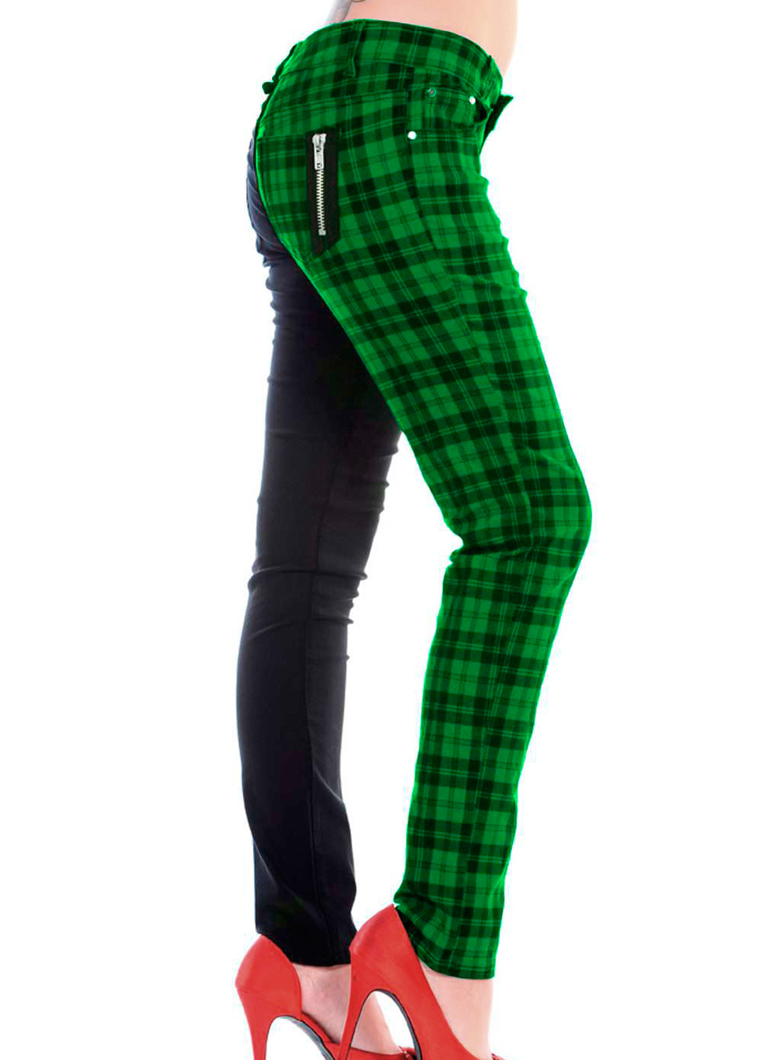 Half Check Skinny Jeans Green - Bild 2