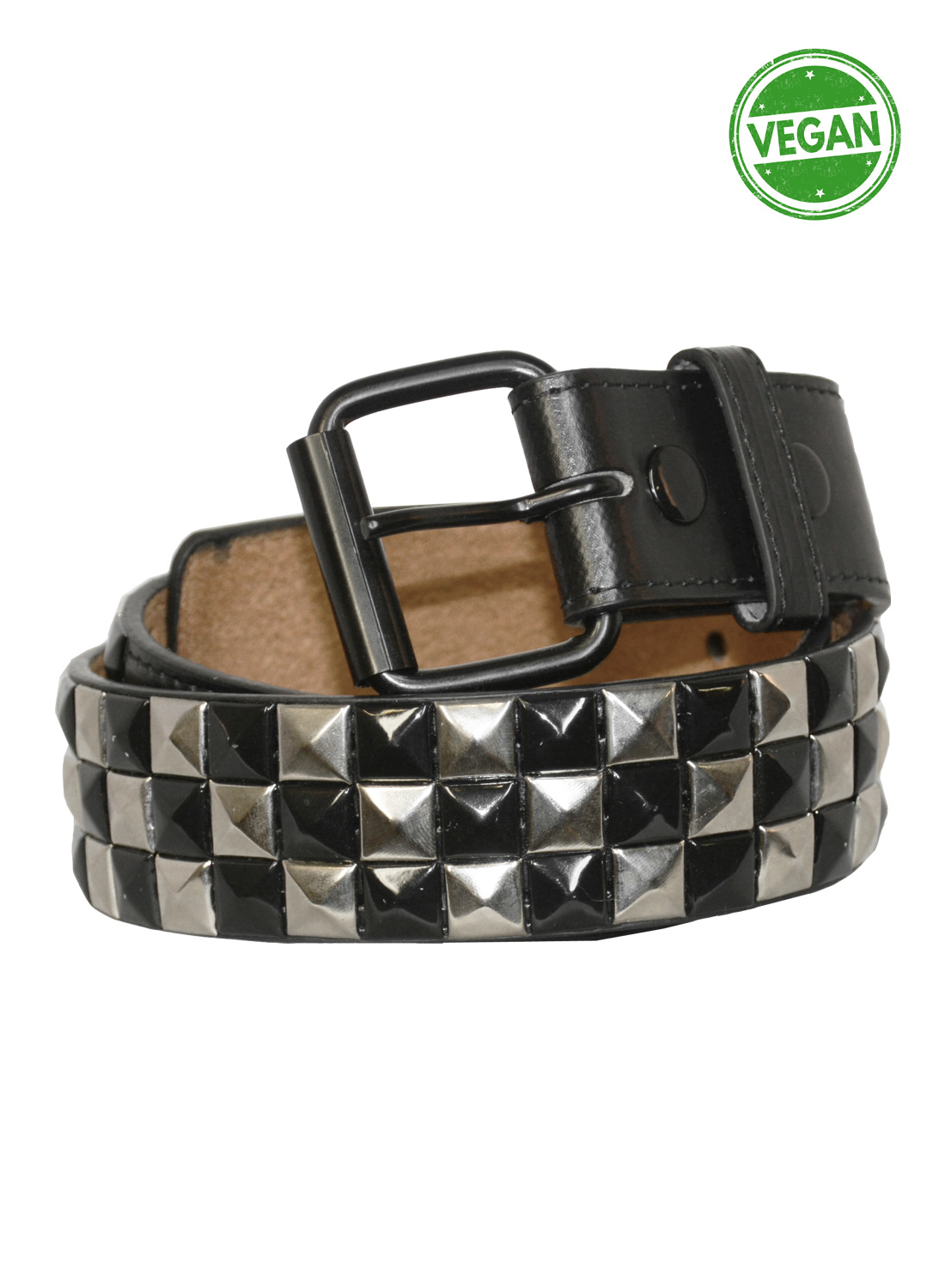 Silver Black Vegan Belt