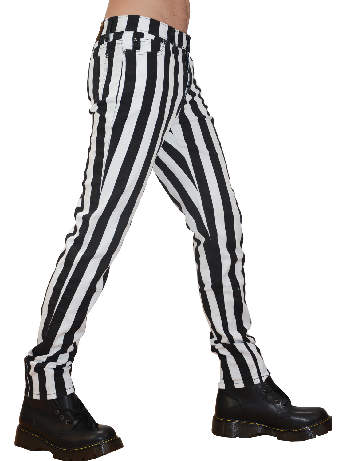 White Black Striped Pants