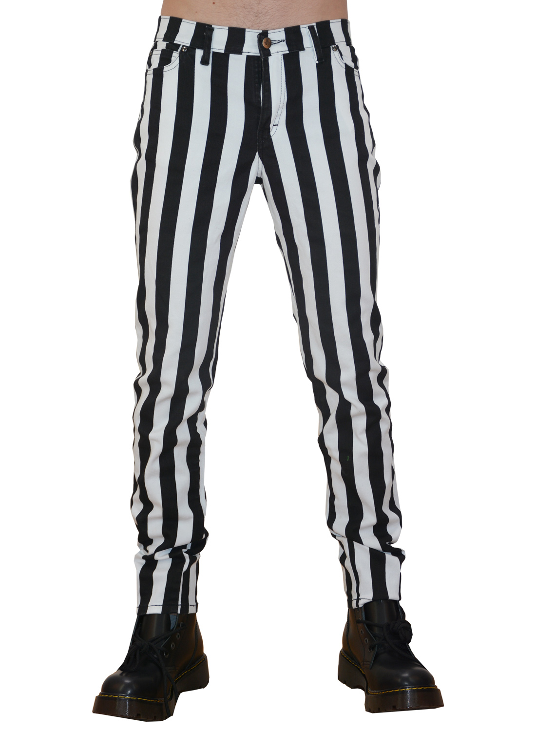 White Black Striped Pants