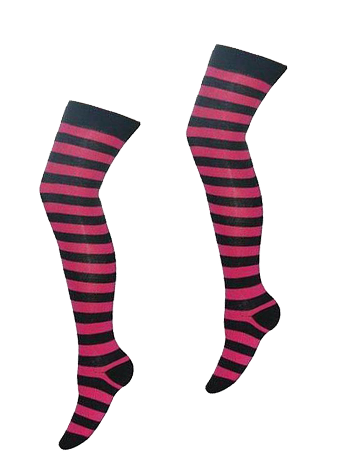 OK Fuchsia Black Striped Socks